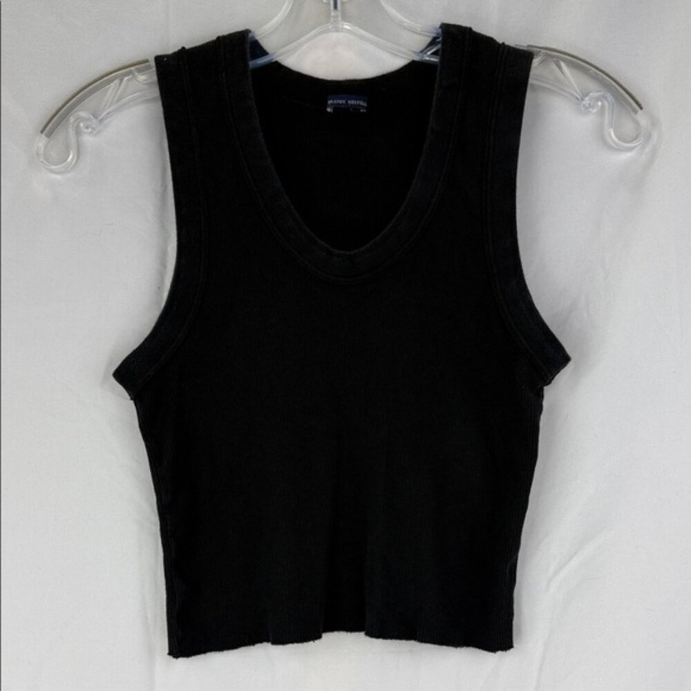 Brandy Melville Women’s Girls Juniors Black Cropped Ribbed 100% Cotton Tank Top